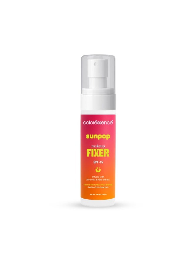 COLORESSENCE Sunpop Makeup Fixer SPF 15 | Infused with Aloe Vera & Rose Extracts | Soft Glow Finish | UV Shield | 100ml - Image 2